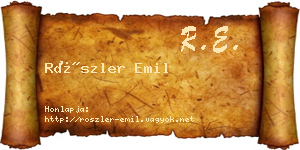 Röszler Emil névjegykártya